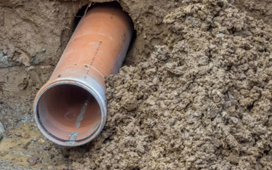 a sewer repair in progress